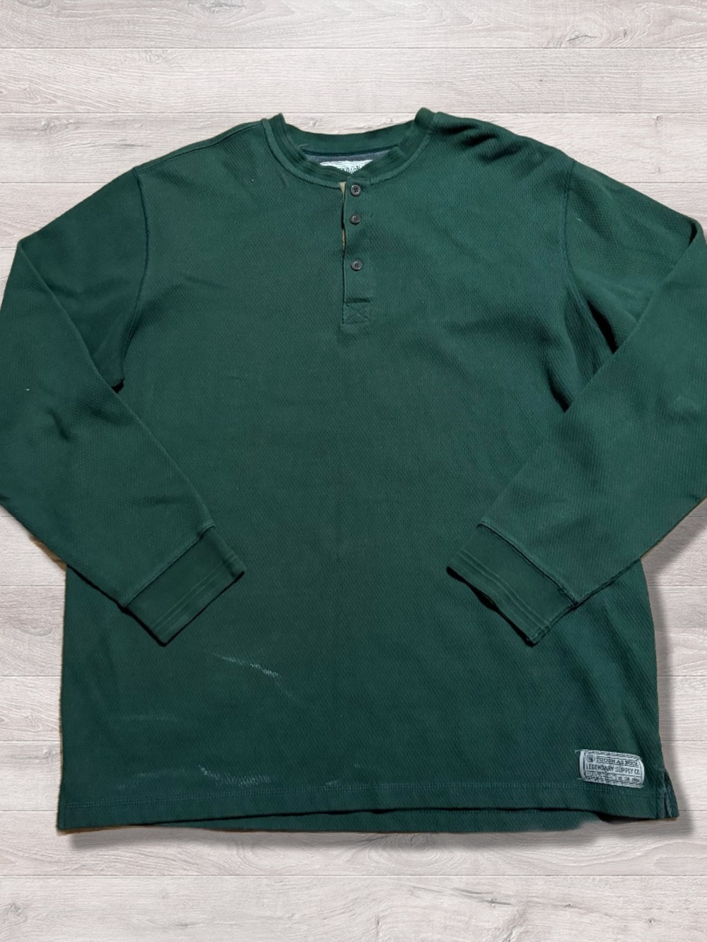 Vintage Legendary Whitetails Tough As Buck Green Heavyweight Henley Thermal XLT